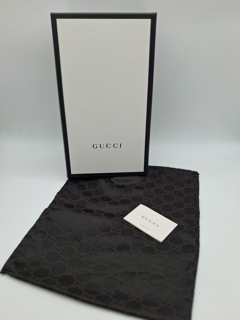 Gucci White & Black Box with Brown Monogram Dust Bag
